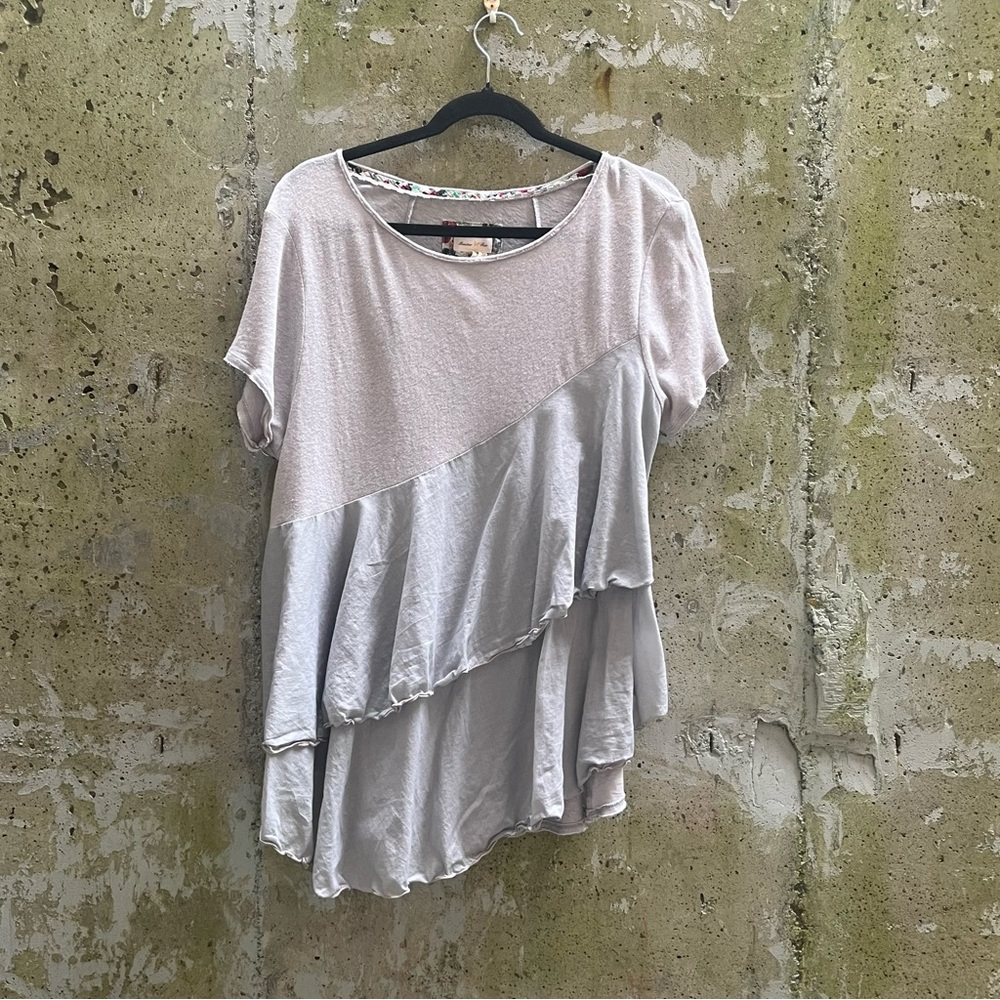 ✨3 for $50✨ Anthropologie / Meadow Rue Layered Tunic Top in Soft Gray, Small